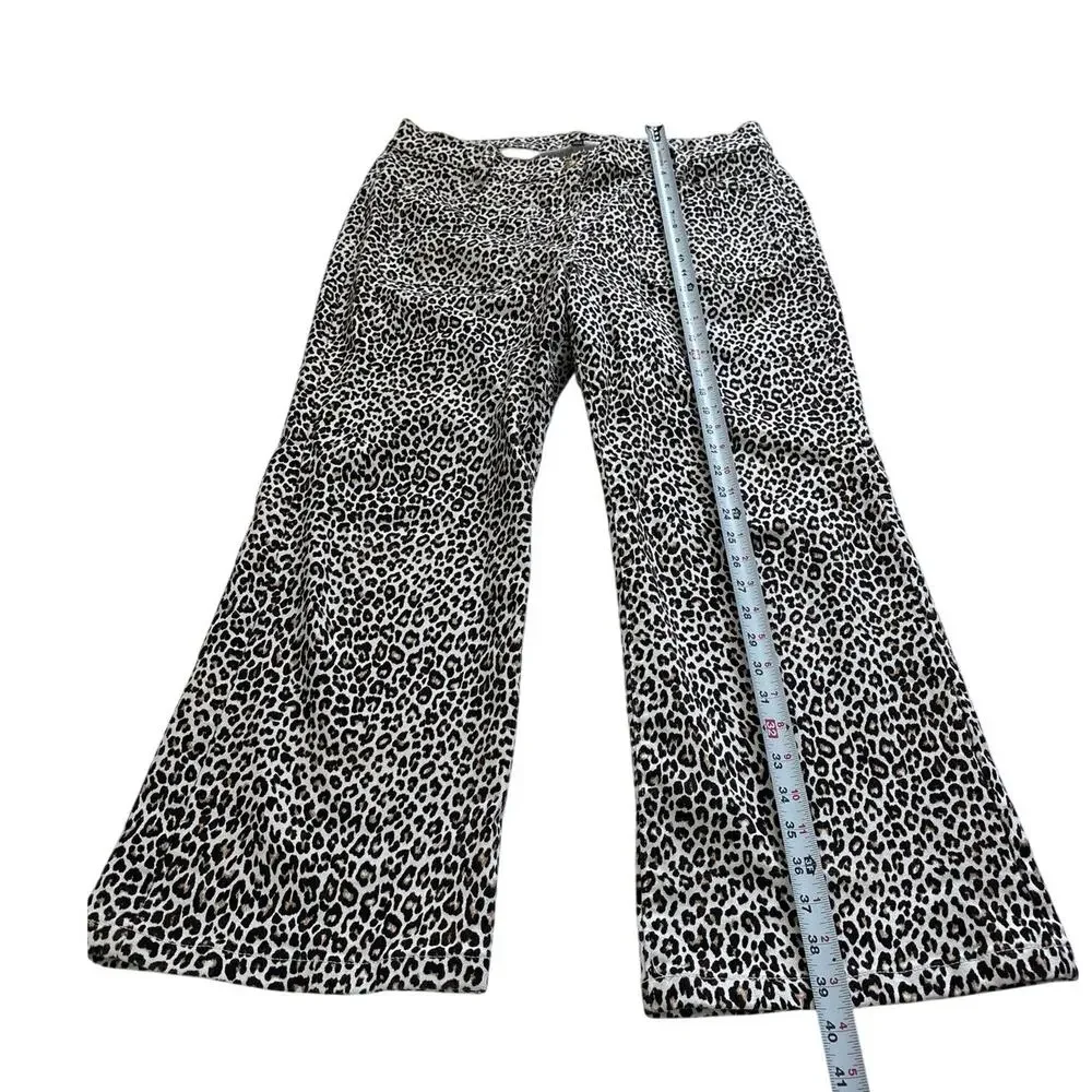 J.Crew Womens 33 High Rise Kickout Jeans Sailor Pockets Leopard Print Maximalist